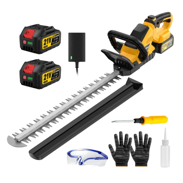 Gisam Cordless Rotary Hedge Trimmer, 21" Dual-Action Blade Electric Handheld Shrub Trimmer, with 2 x 4.0Ah Battery and Fast Charger